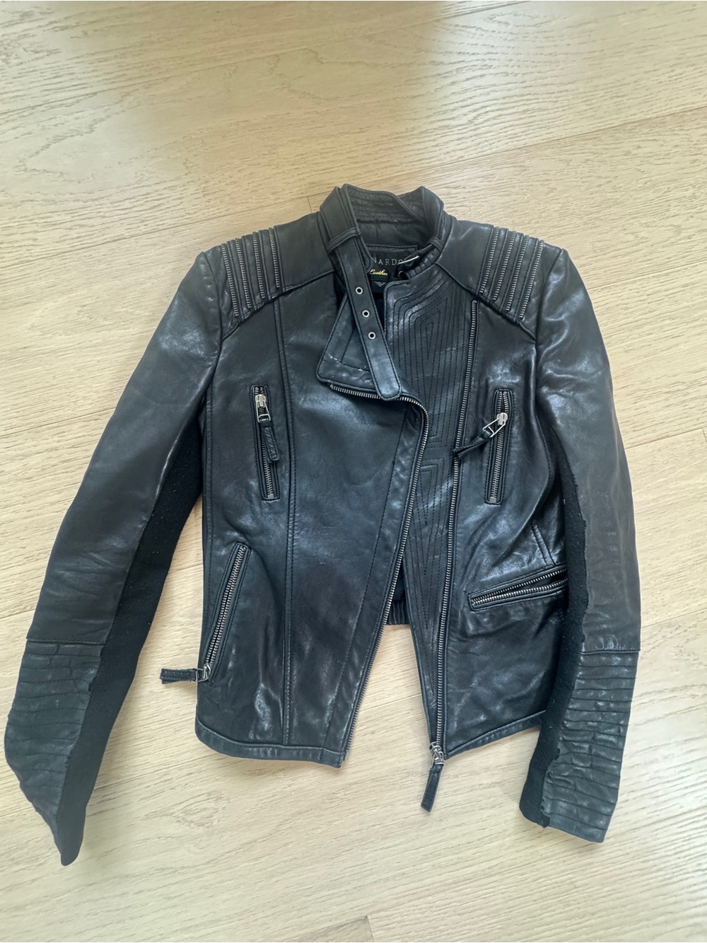 Bernardo Black Quilted Leather Moto Jacket